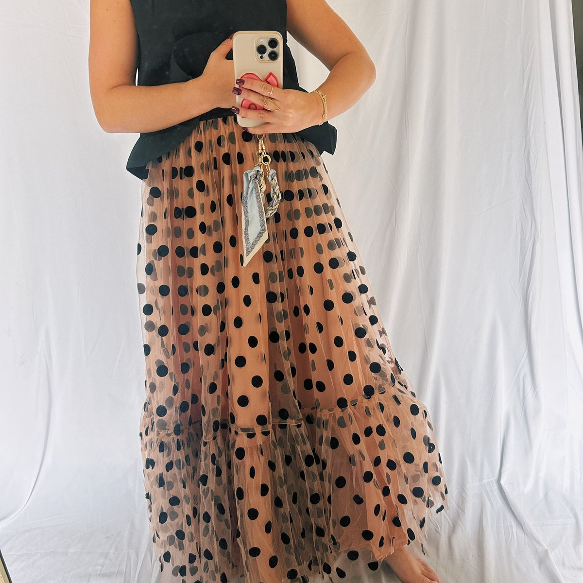 Polka Dot Mesh Maxi Skirt – Perfectly Made