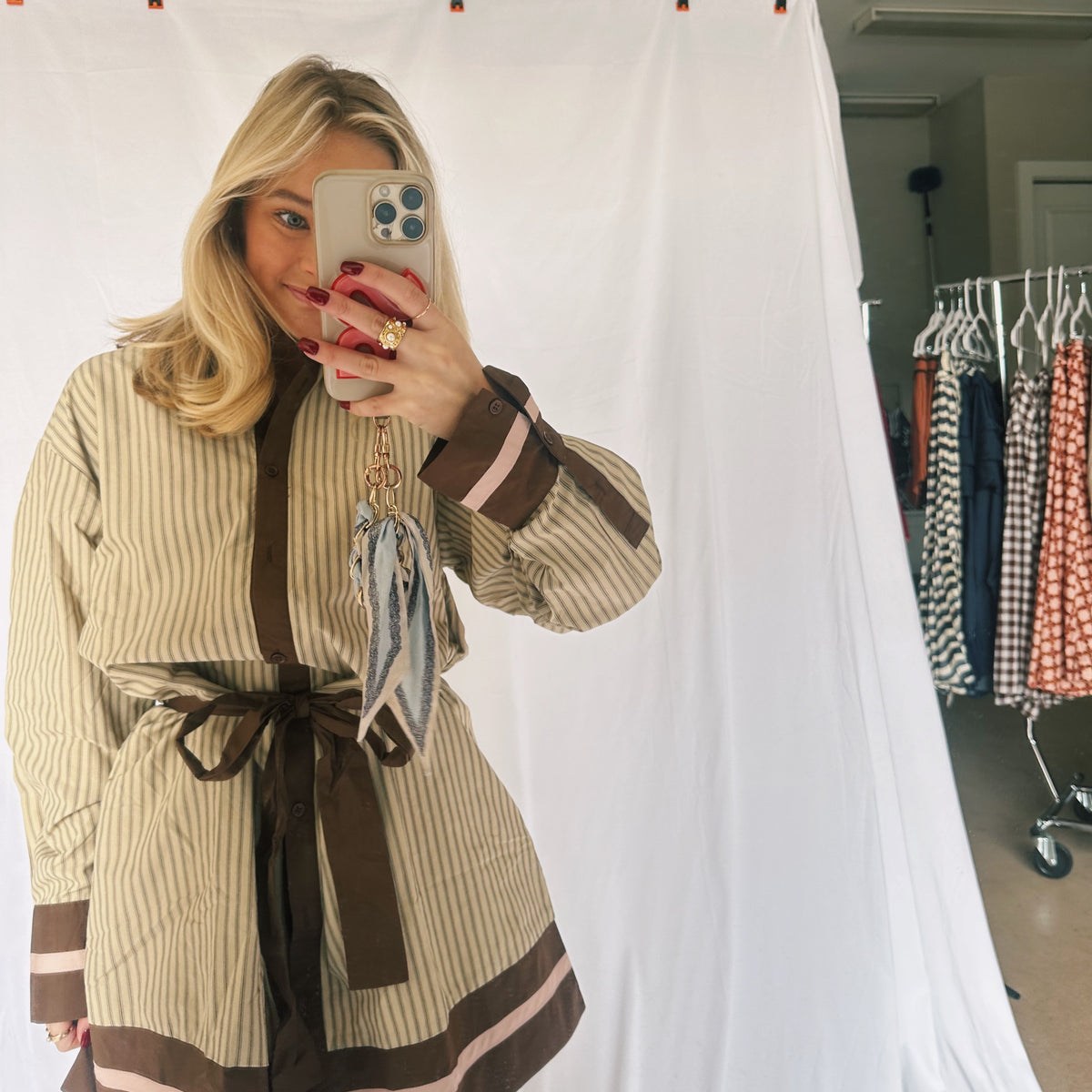 Brown Detailed Mini Dress With Bow Dress – Perfectly Made