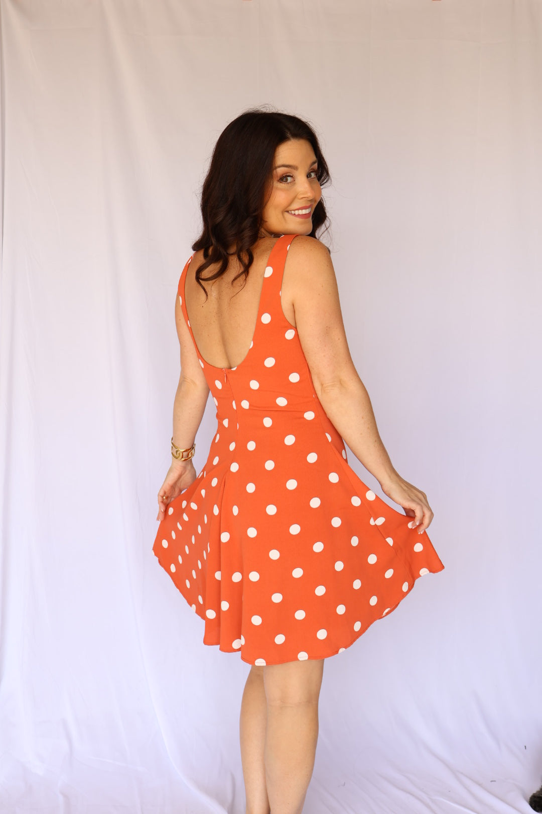 polka dot orange dress Polka Dot Midi Dress