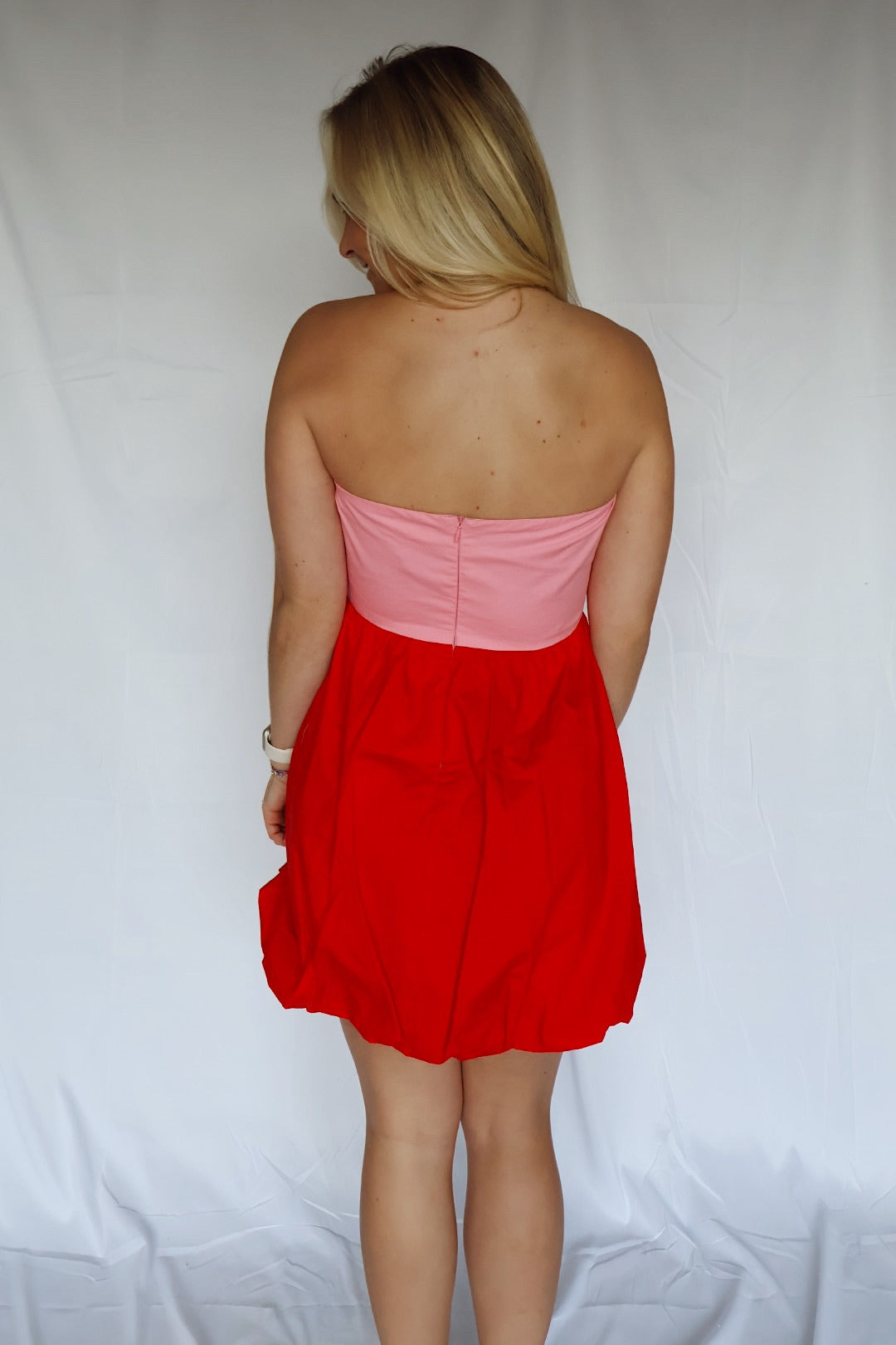 Colorblock Mini Dress in Pink and Red Perfectly Made Colorblock Mini Dress in Pink and Red Perfectly Made