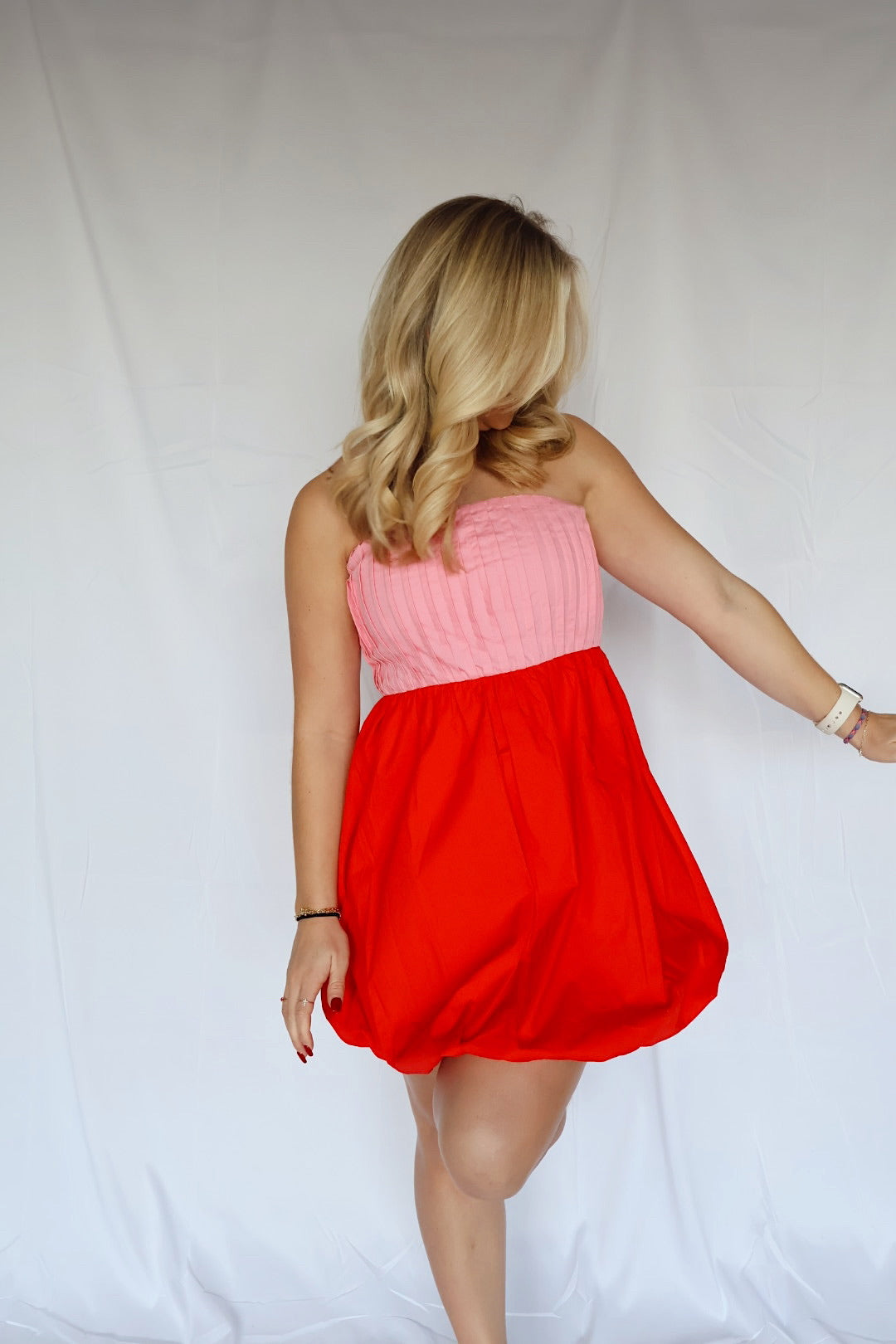 Colorblock Mini Dress in Pink and Red Perfectly Made Colorblock Mini Dress in Pink and Red Perfectly Made