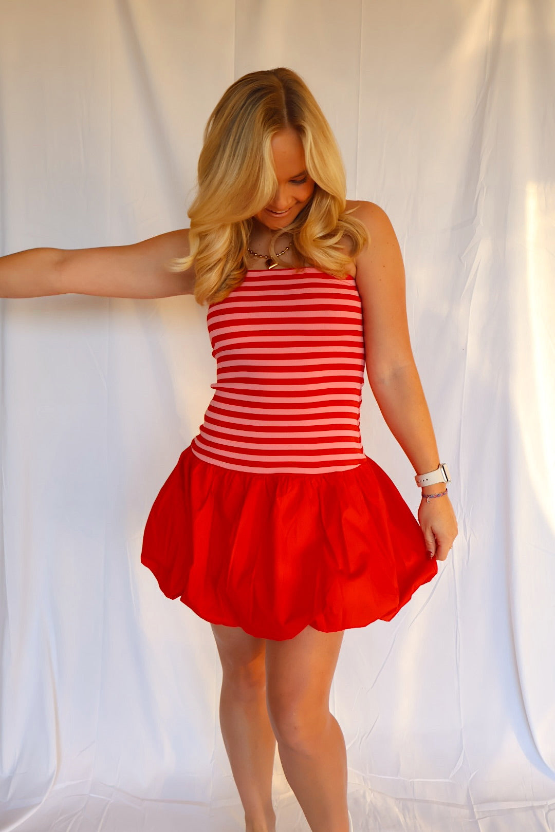 Pink and Red Candy Cane Mini Dress – Perfectly Made